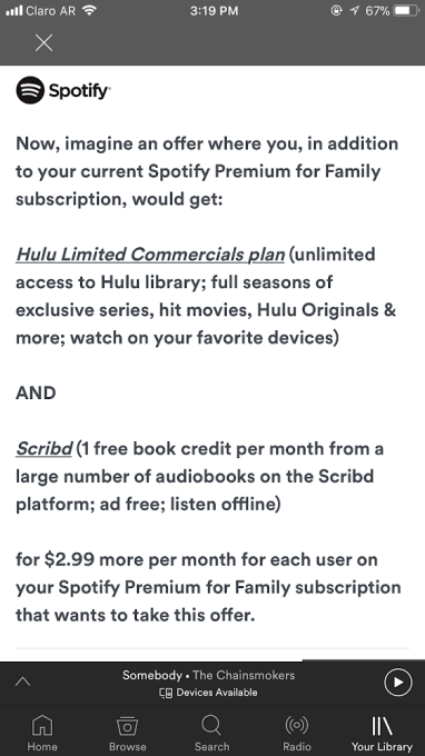 Spotify and free hulu